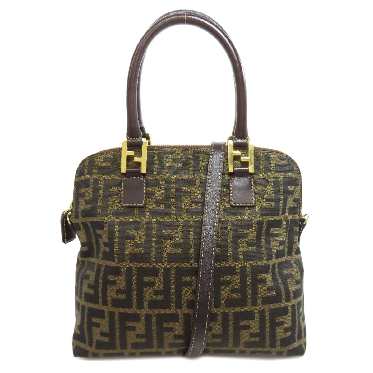FENDI Handbag canvas Brown Zucca Pattern 2WAY Women Used Authentic