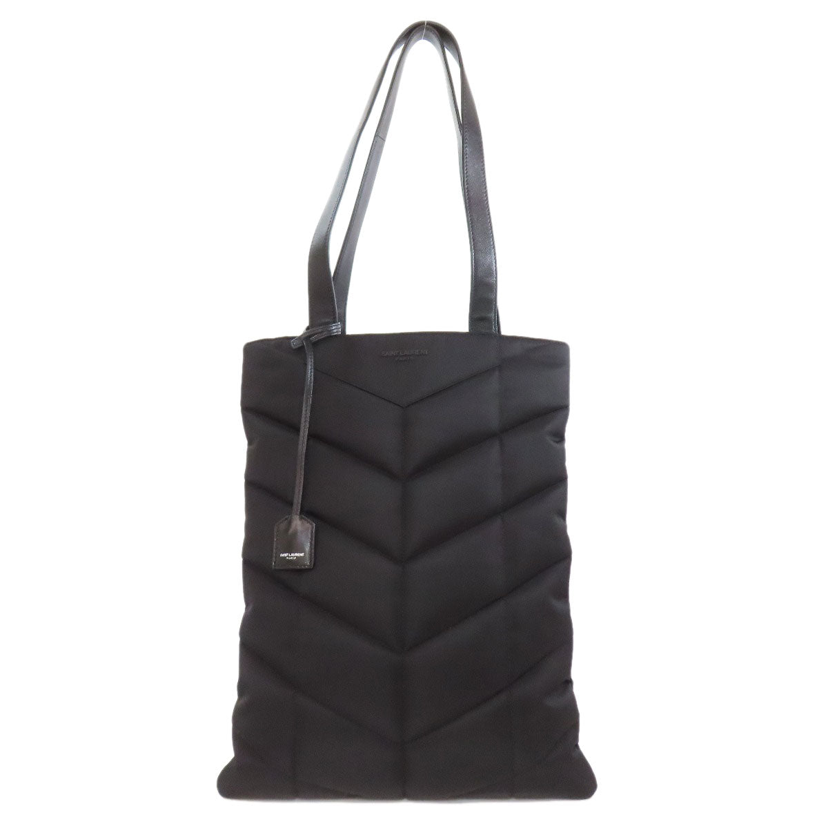 SAINT LAURENT Tote Bag Nylon black logo Women Used Authentic