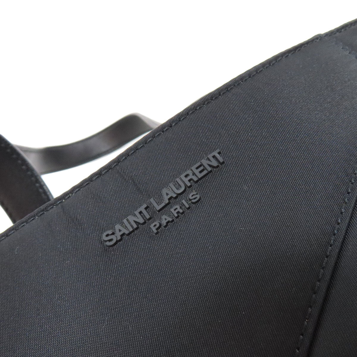 SAINT LAURENT Tote Bag Nylon black logo Women Used Authentic