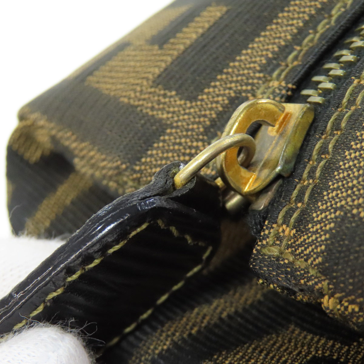 FENDI Handbag canvas Brown Zucca Pattern Women Used Authentic
