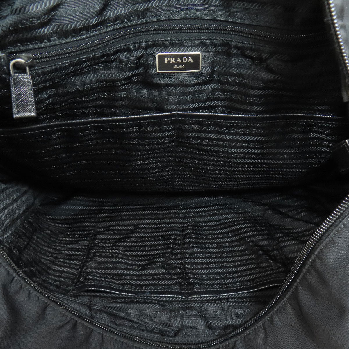 PRADA Tote Bag Nylon black logoMetal Women Used Authentic