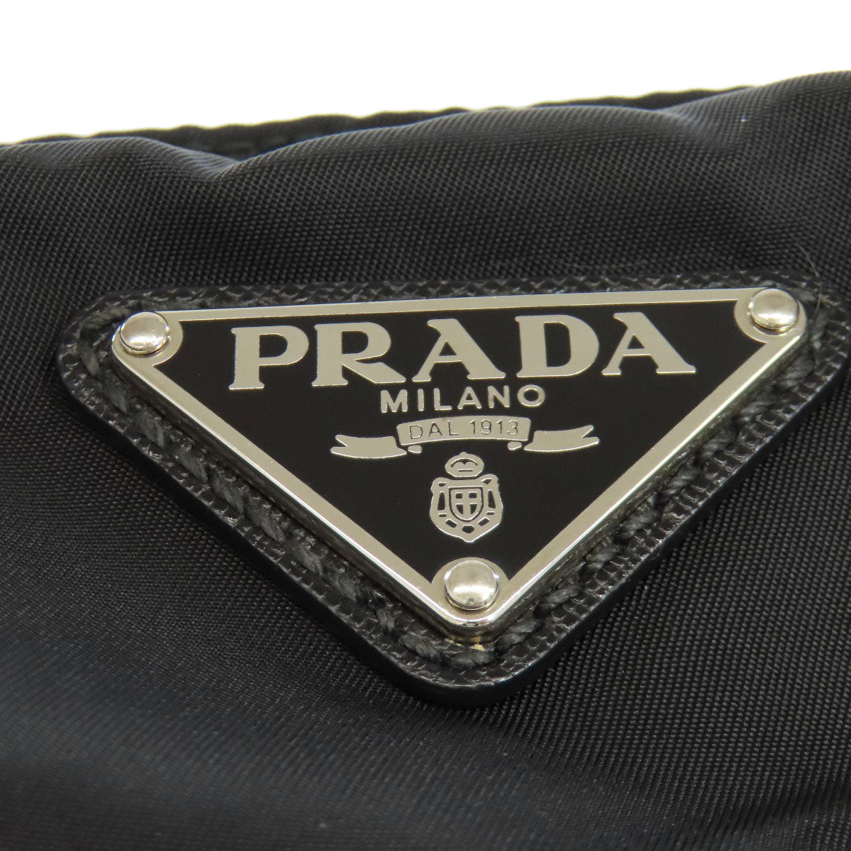PRADA Tote Bag Nylon black logoMetal Women Used Authentic