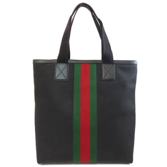 GUCCI Tote Bag 631245 Nylon black Sherry line outlet Women Used Authentic