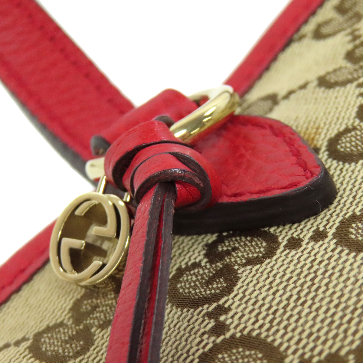 GUCCI Handbag 449241 Canvas, Leather Red GG outlet 2WAY Women Used Authentic