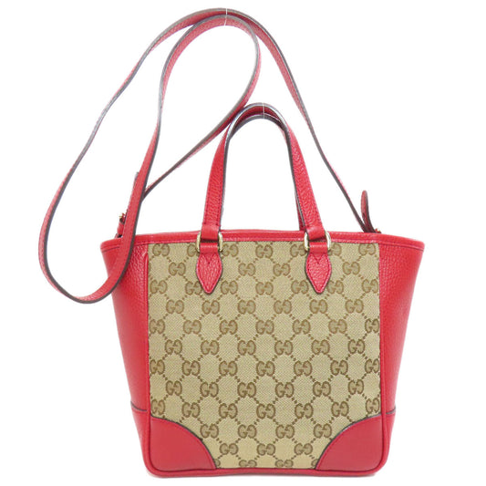 GUCCI Handbag 449241 Canvas, Leather Red GG outlet 2WAY Women Used Authentic