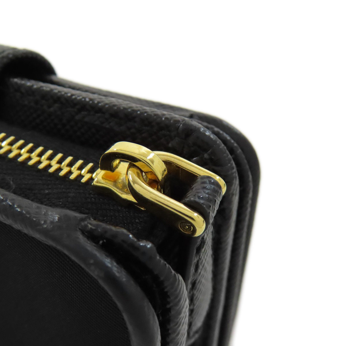 PRADA Bifold Wallet Nylon black logoMetal Women Used Authentic