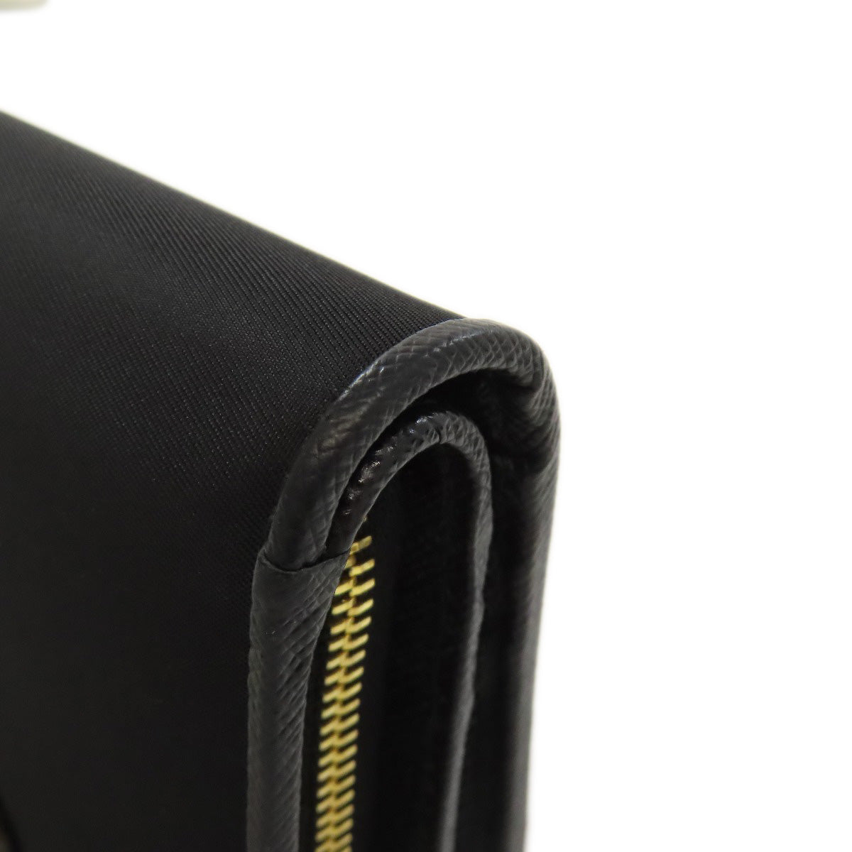 PRADA Bifold Wallet Nylon black logoMetal Women Used Authentic