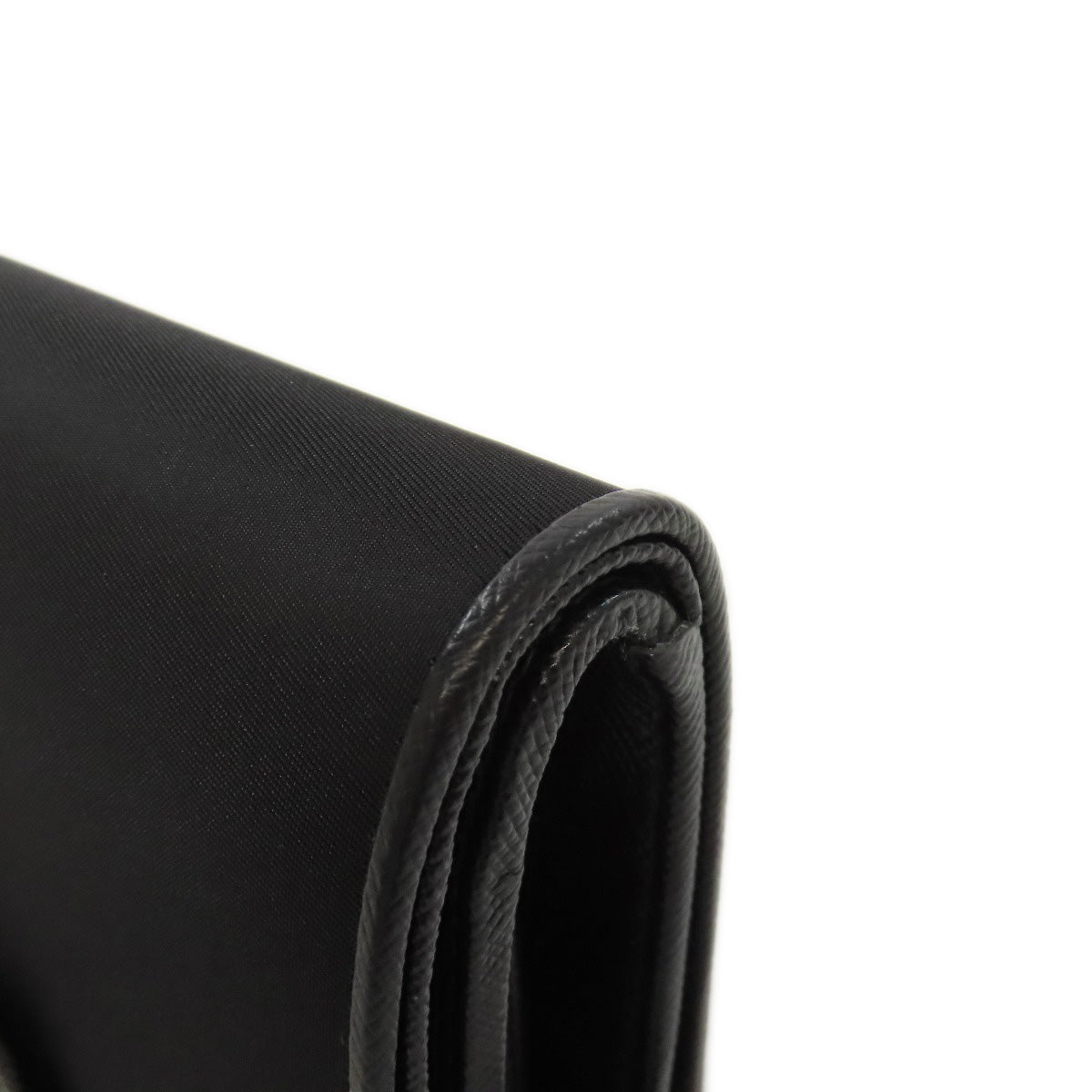 PRADA Bifold Wallet Nylon black logoMetal Women Used Authentic