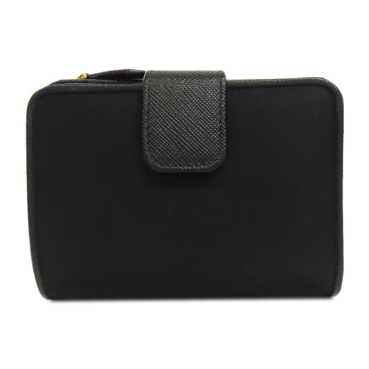 PRADA Bifold Wallet Nylon black logoMetal Women Used Authentic