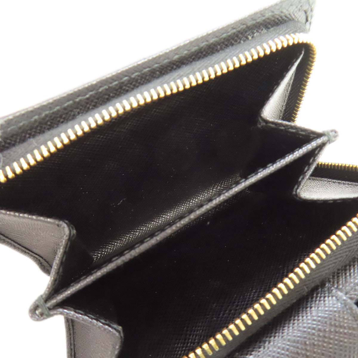 PRADA Bifold Wallet Nylon black logoMetal Women Used Authentic