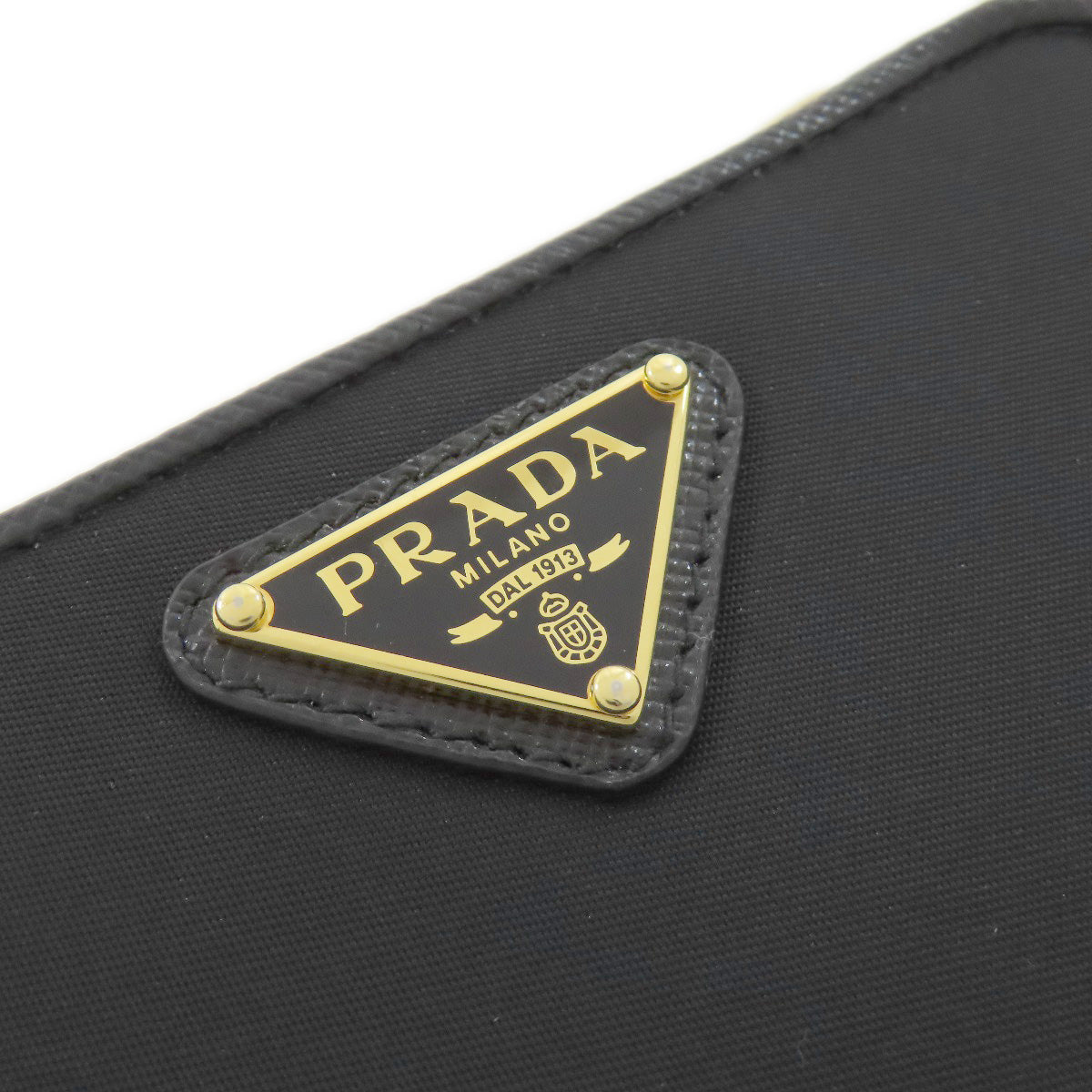 PRADA Bifold Wallet Nylon black logoMetal Women Used Authentic