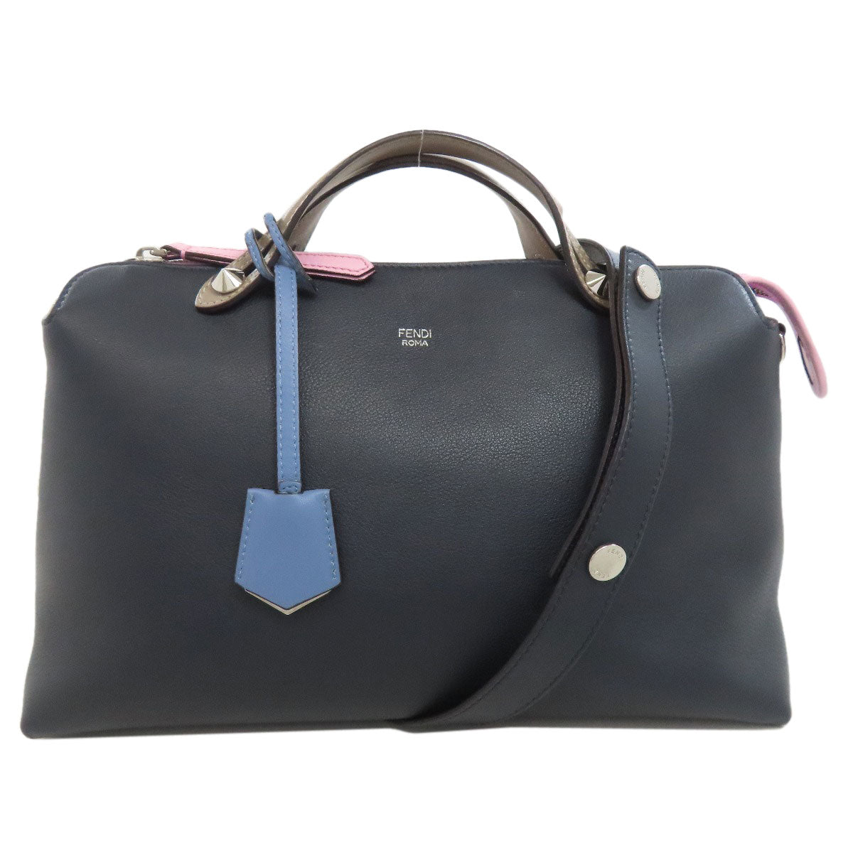 FENDI Handbag Calfskin Navy By the way 2WAY