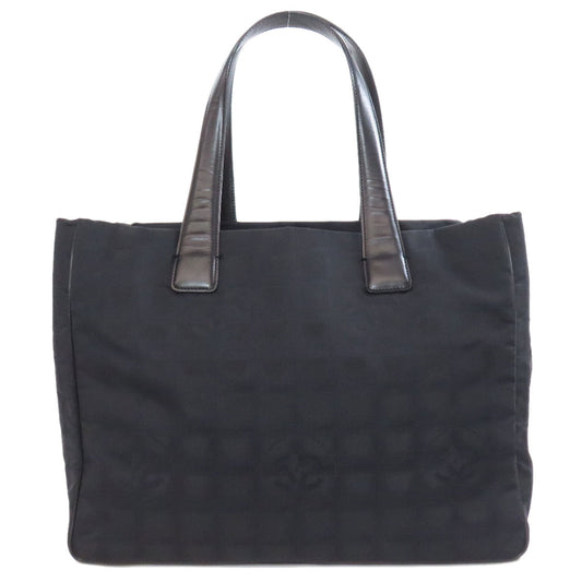 CHANEL Tote Bag Nylon jacquard black New Travel Line MM Women Used Authentic