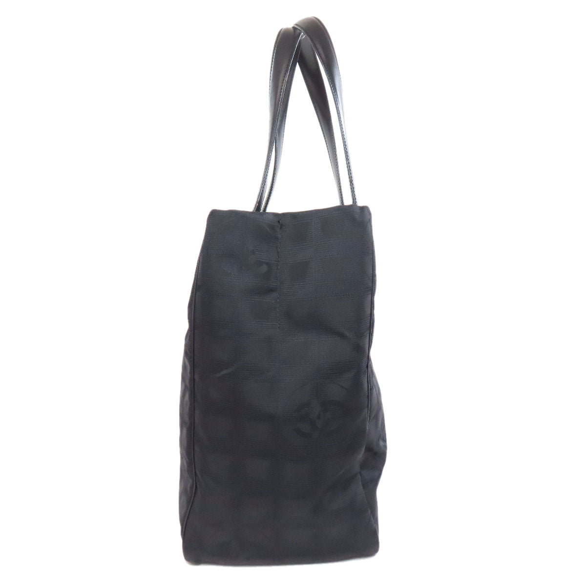 CHANEL Tote Bag Nylon jacquard black New Travel Line MM Women Used Authentic
