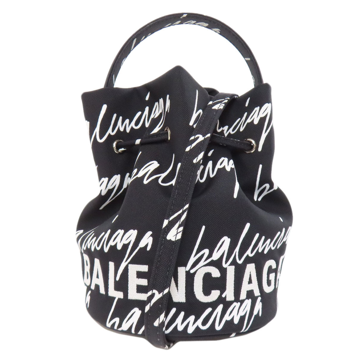 BALENCIAGA Handbag 619458 canvas black Drawstring Bucket 2WAY Women Used Authentic
