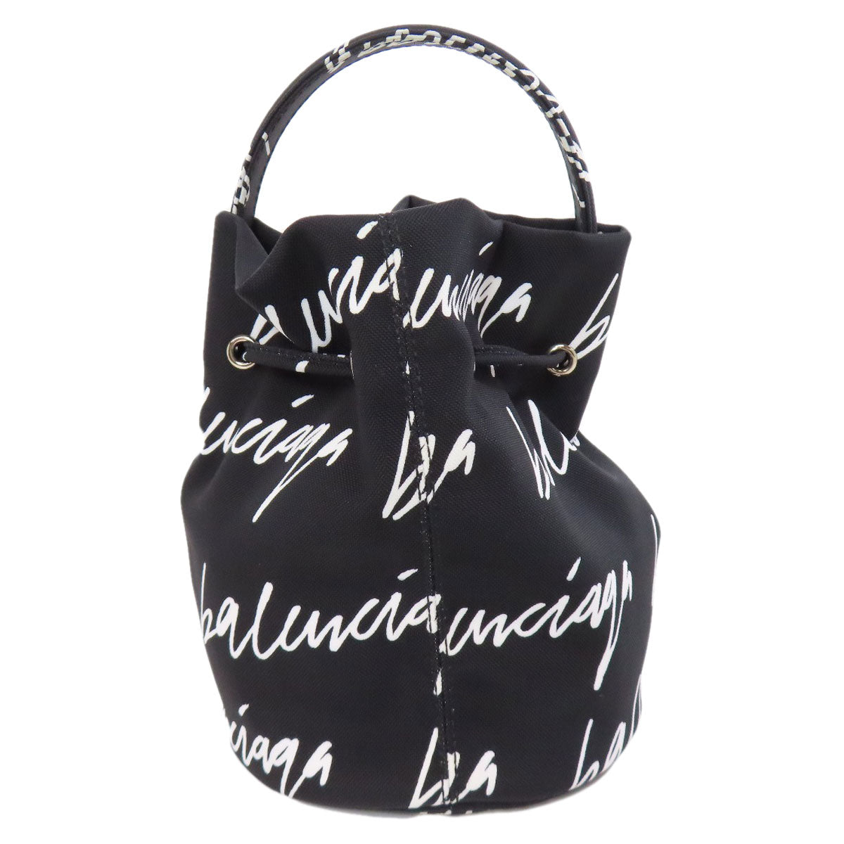 BALENCIAGA Handbag 619458 canvas black Drawstring Bucket 2WAY Women Used Authentic