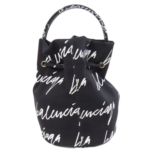 BALENCIAGA Handbag 619458 canvas black Drawstring Bucket 2WAY Women Used Authentic