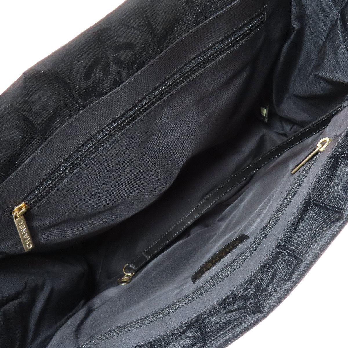 CHANEL Tote Bag Nylon jacquard black New Travel Line PM Women Used Authentic