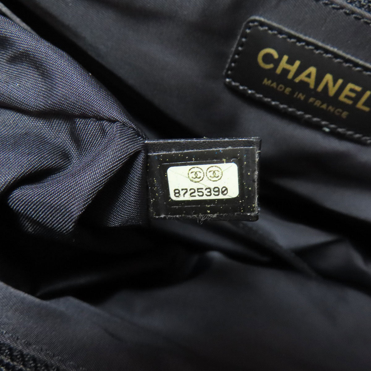 CHANEL Tote Bag Nylon jacquard black New Travel Line PM Women Used Authentic