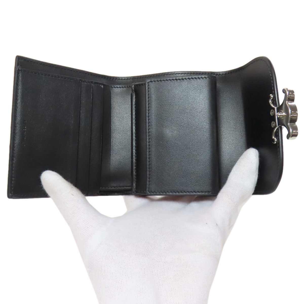 CELINE Bifold Wallet leather black Triomphe