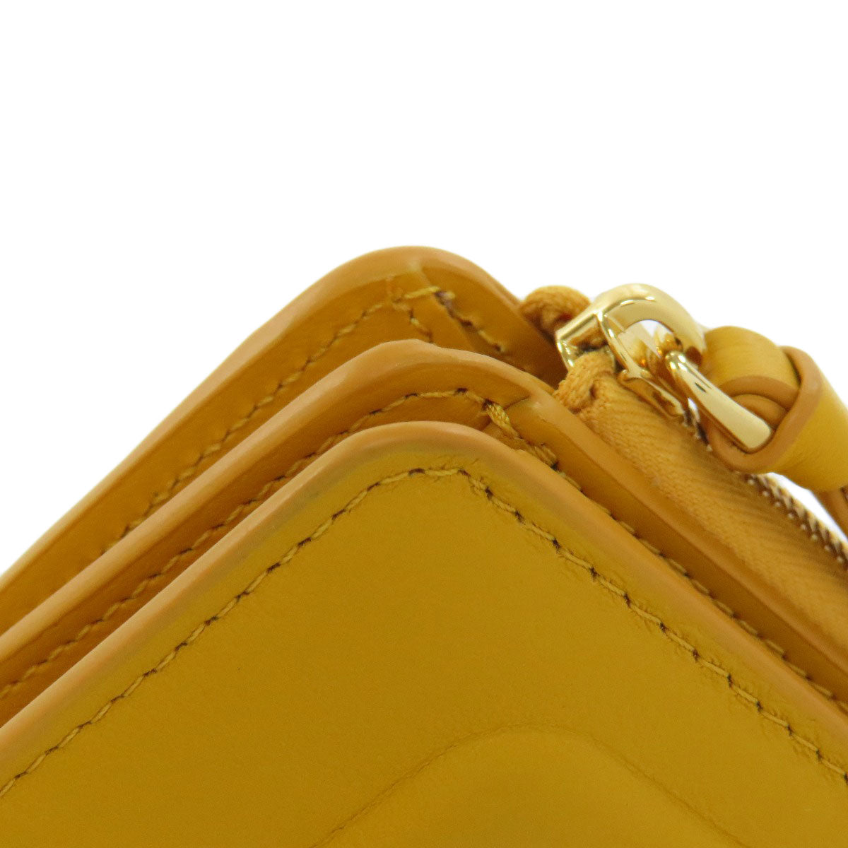 FENDI Bifold Wallet leather yellow FF Cube Women Used Authentic