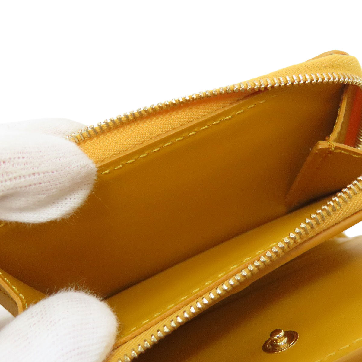 FENDI Bifold Wallet leather yellow FF Cube Women Used Authentic
