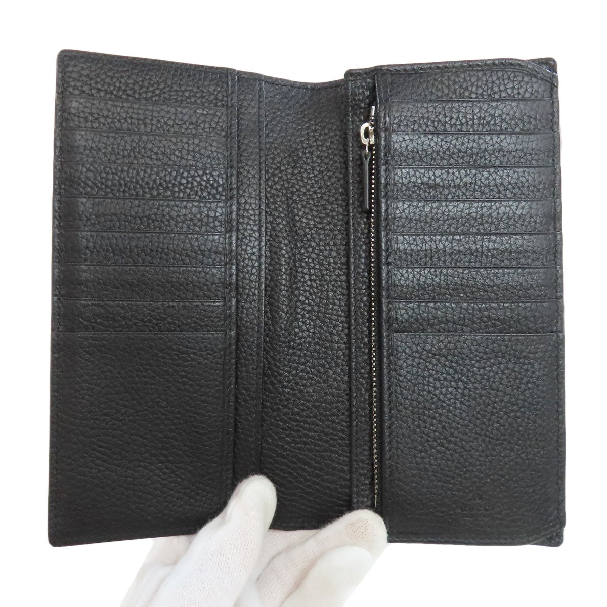 GUCCI Long Wallet Purse 795296 leather black logo mens Used Authentic