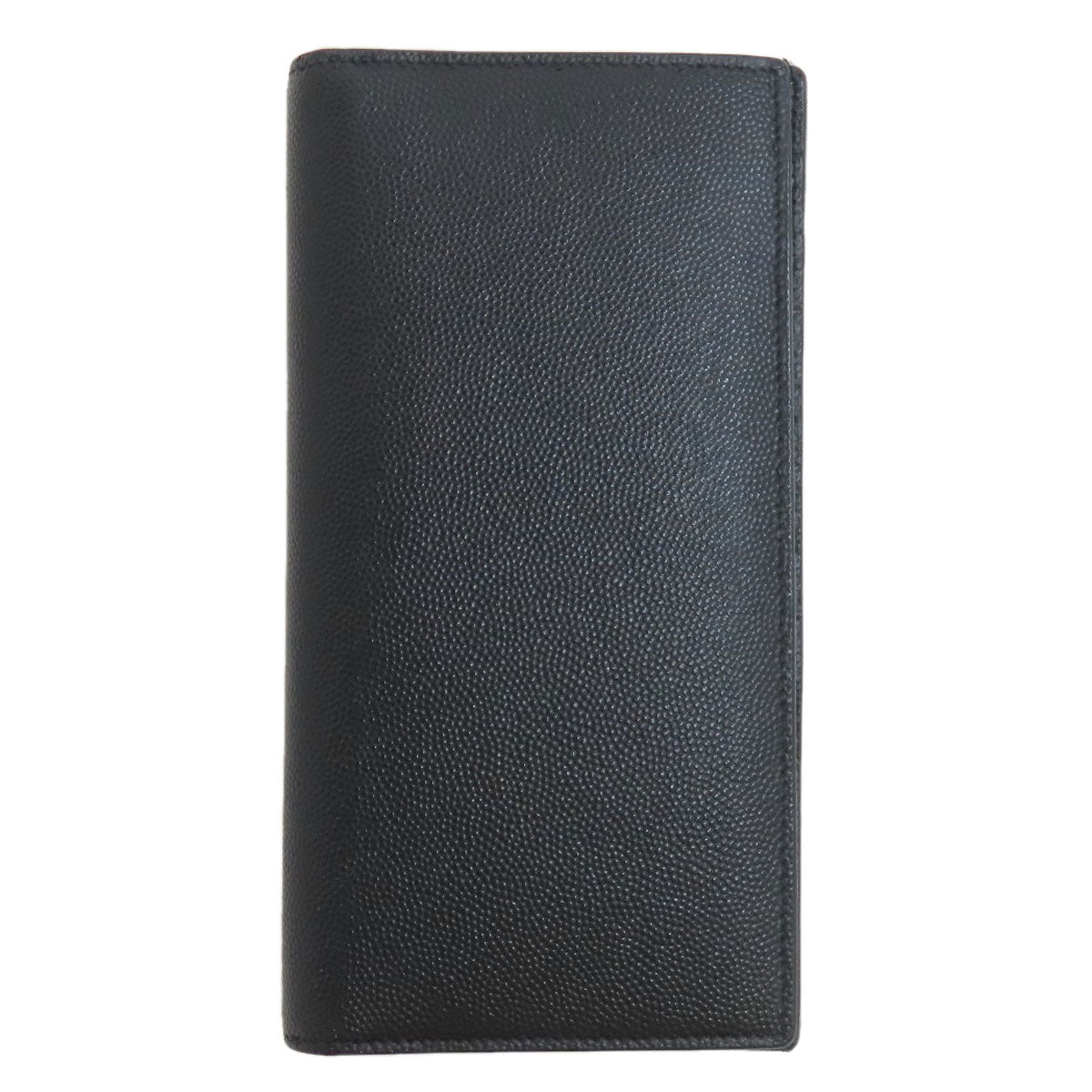 SAINT LAURENT Long Wallet Purse leather black Simple design mens Used Authentic
