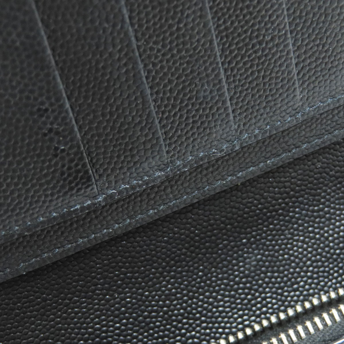 SAINT LAURENT Long Wallet Purse leather black Simple design mens Used Authentic