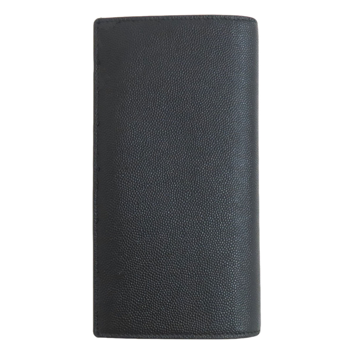 SAINT LAURENT Long Wallet Purse leather black Simple design mens Used Authentic