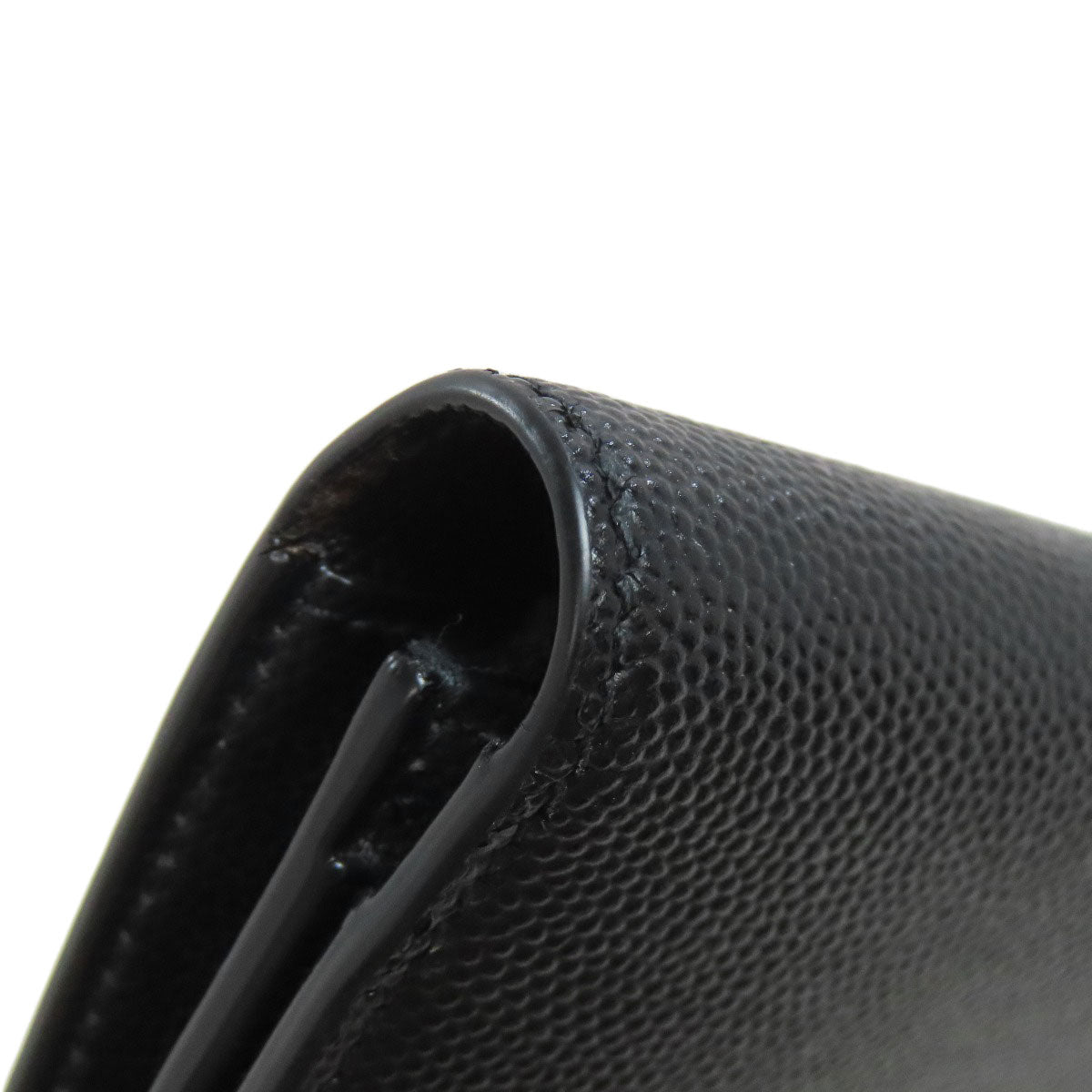 SAINT LAURENT Long Wallet Purse leather black Simple design mens Used Authentic