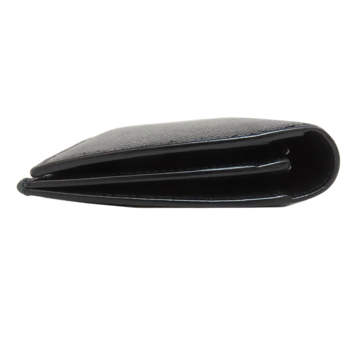 SAINT LAURENT Long Wallet Purse leather black Simple design mens Used Authentic