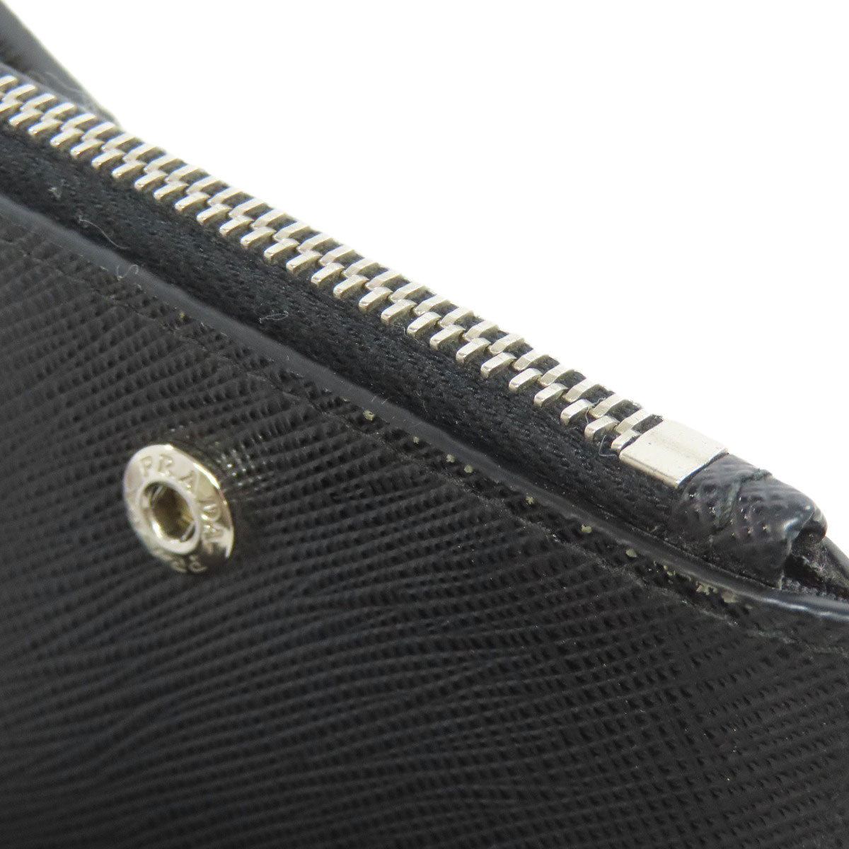 PRADA Bifold Wallet Safiano black logoMetal Women Used Authentic