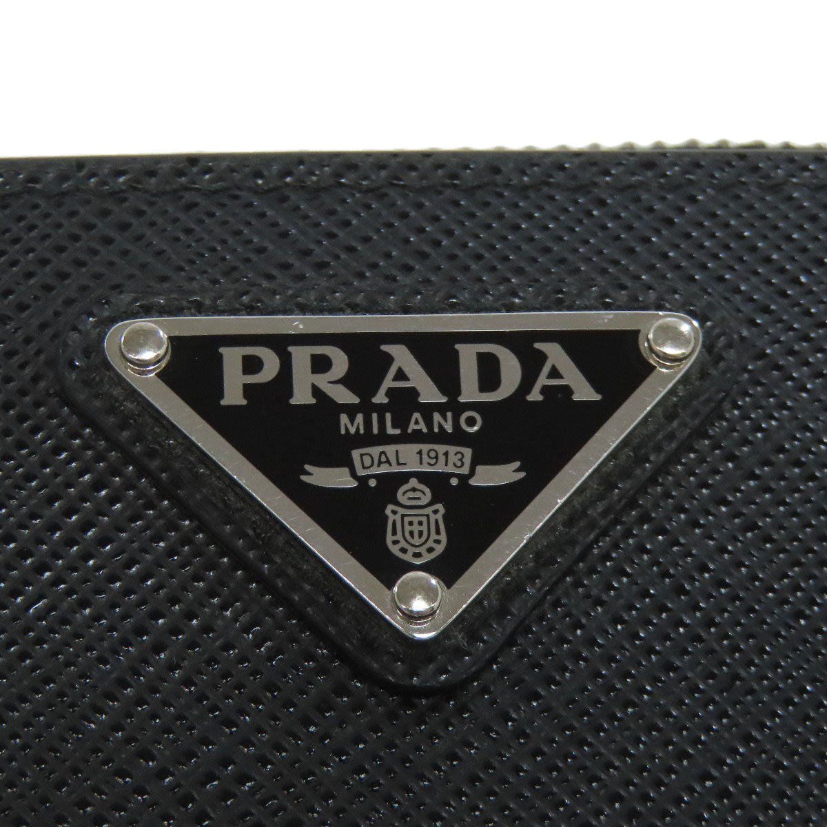 PRADA Bifold Wallet Safiano black logoMetal Women Used Authentic