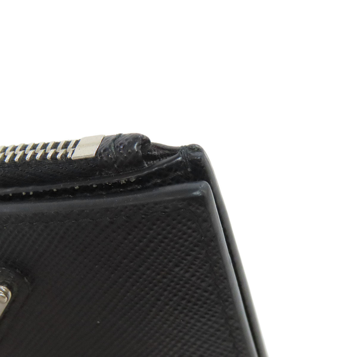 PRADA Bifold Wallet Safiano black logoMetal Women Used Authentic