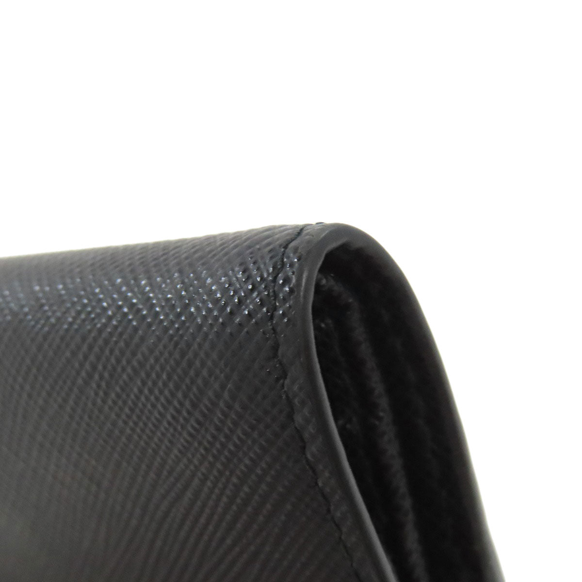 PRADA Bifold Wallet Safiano black logoMetal Women Used Authentic
