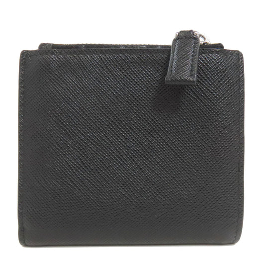 PRADA Bifold Wallet Safiano black logoMetal Women Used Authentic