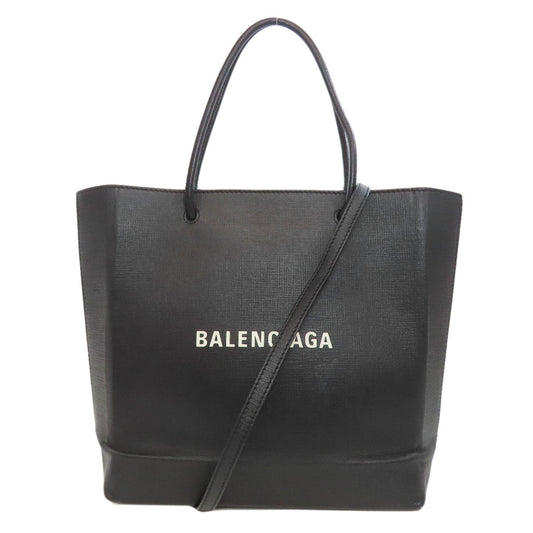 BALENCIAGA Tote Bag leather black 2WAY Women Used Authentic