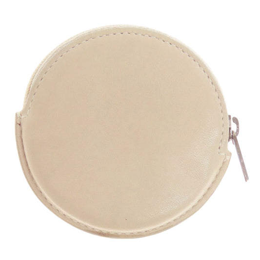 LOEWE Coin case Calfskin beige Anagram Round Shape Women Used Authentic