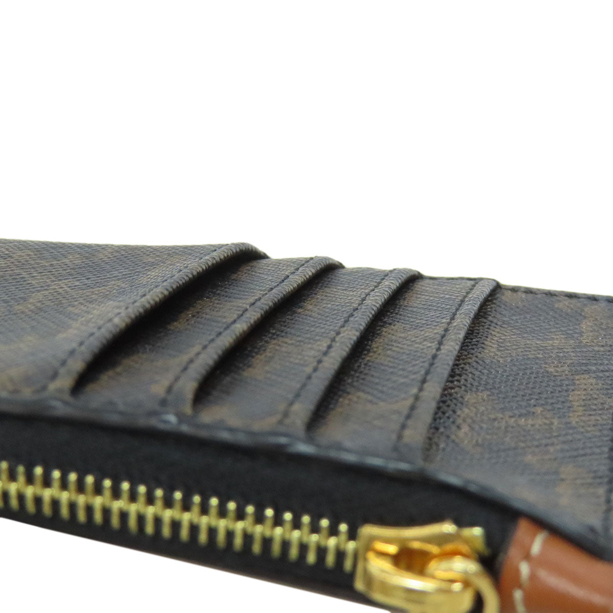 CELINE Coin case PVC black Triomphe mens Used Authentic