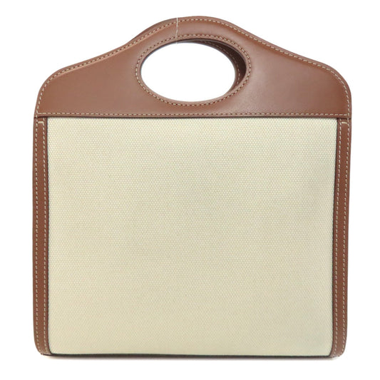 BURBERRY Handbag canvas white 2WAY Women Used Authentic