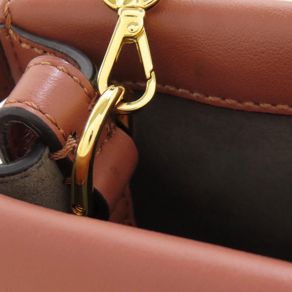 FENDI Shoulder Bag Calfskin Brown Flip Small 2WAY Women Used Authentic
