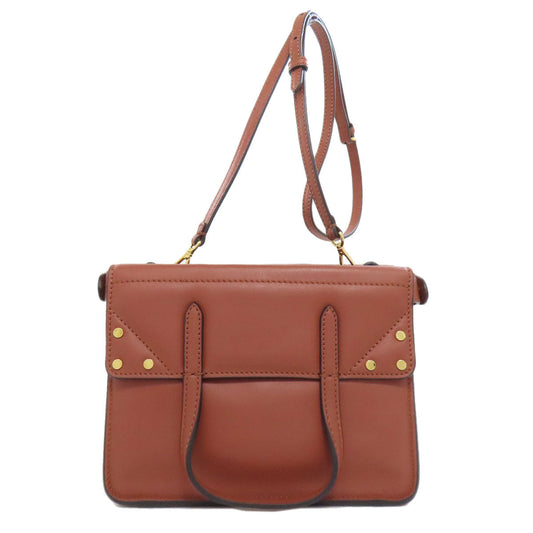 FENDI Shoulder Bag Calfskin Brown Flip Small 2WAY Women Used Authentic
