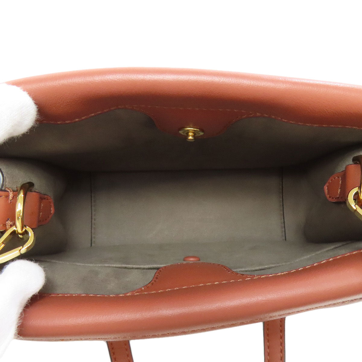 FENDI Shoulder Bag Calfskin Brown Flip Small 2WAY Women Used Authentic