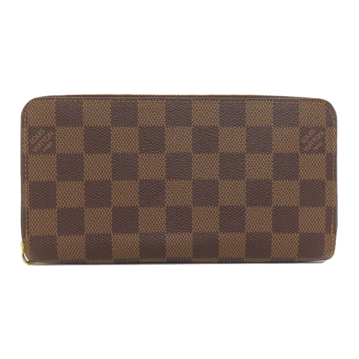 LOUIS VUITTON Long Wallet Purse N41661 Damier canvas Brown Zippy wallet Women Used Authentic