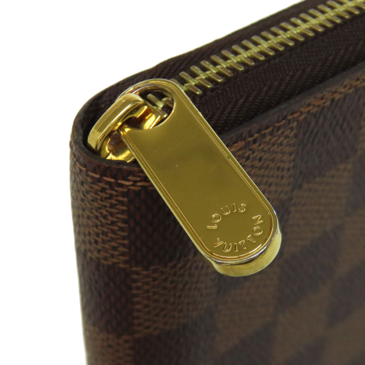 LOUIS VUITTON Long Wallet Purse N41661 Damier canvas Brown Zippy wallet Women Used Authentic