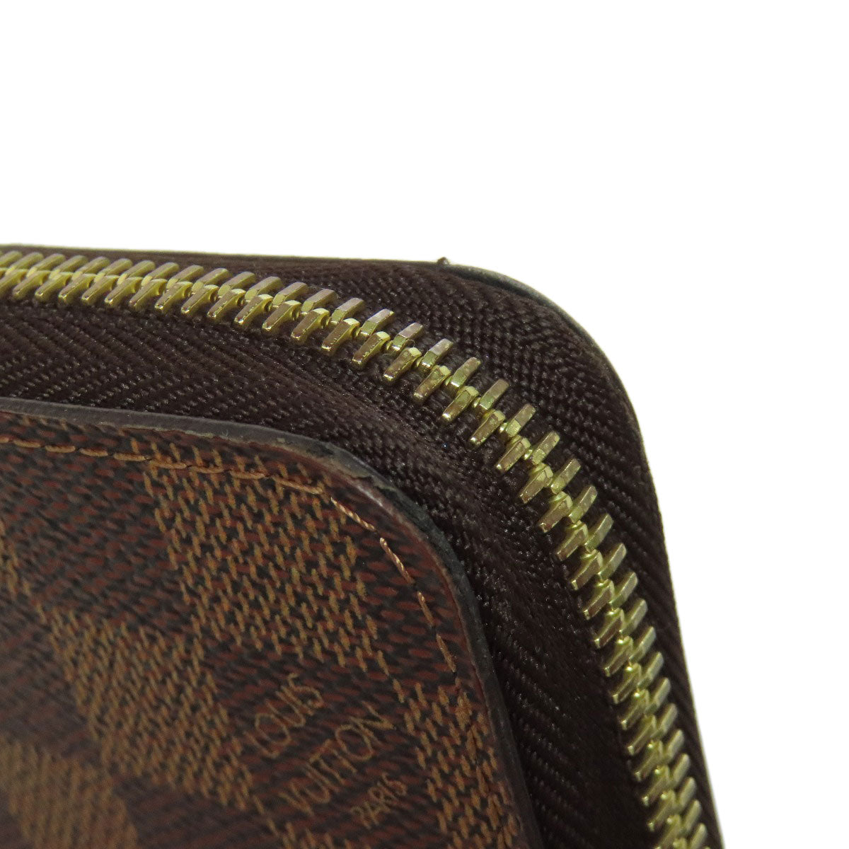 LOUIS VUITTON Long Wallet Purse N41661 Damier canvas Brown Zippy wallet Women Used Authentic
