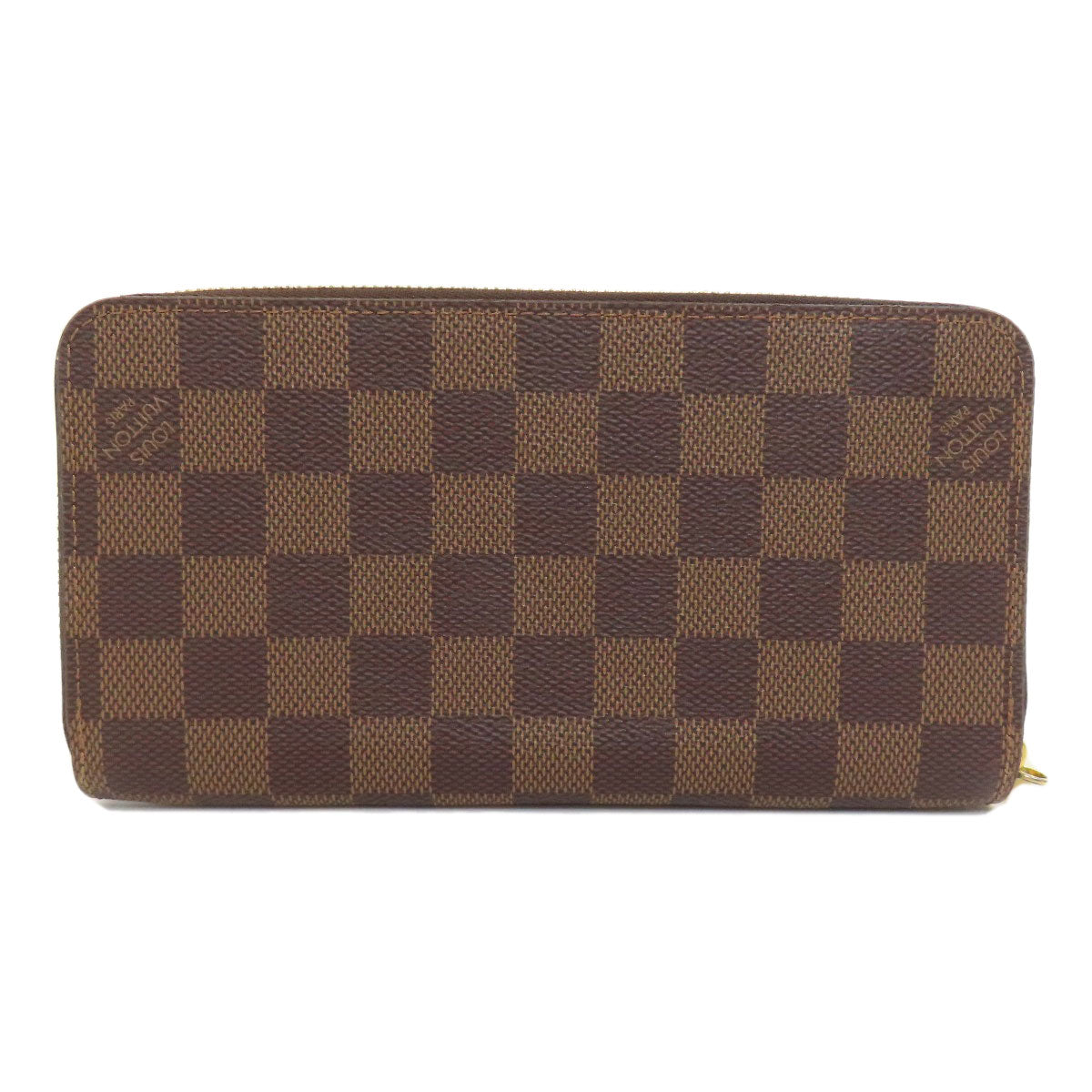 LOUIS VUITTON Long Wallet Purse N41661 Damier canvas Brown Zippy wallet Women Used Authentic