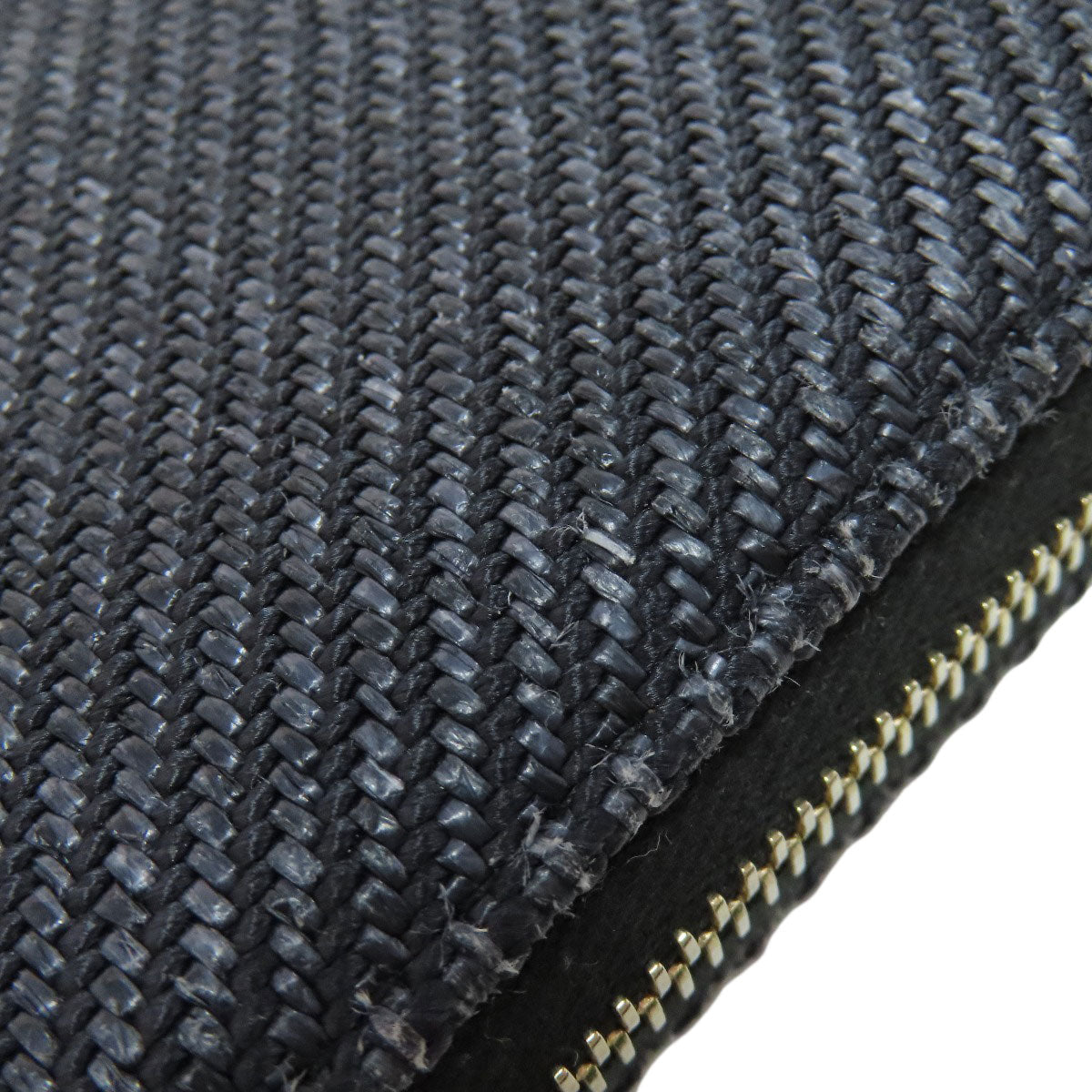 CHANEL Long Wallet Purse canvas Navy Deauville small zip wallet Women Used Authentic