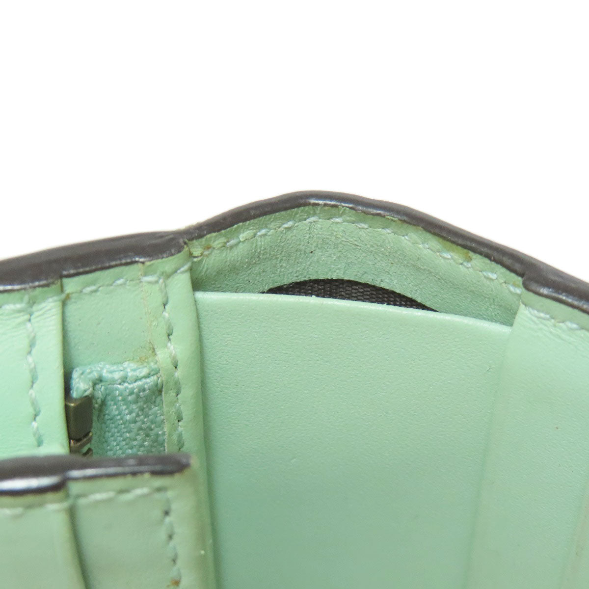 GUCCI Bifold Wallet 548057 leather green GG Signature Shima Linea Cat Women Used Authentic